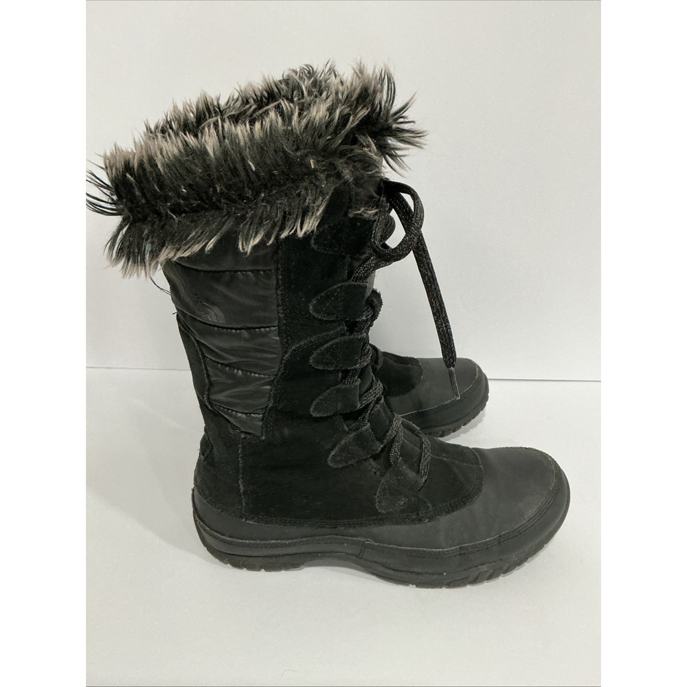 The North Face Nuptse Purna women's size 7 black puffer faux fur topped boots - Picture 6 of 9